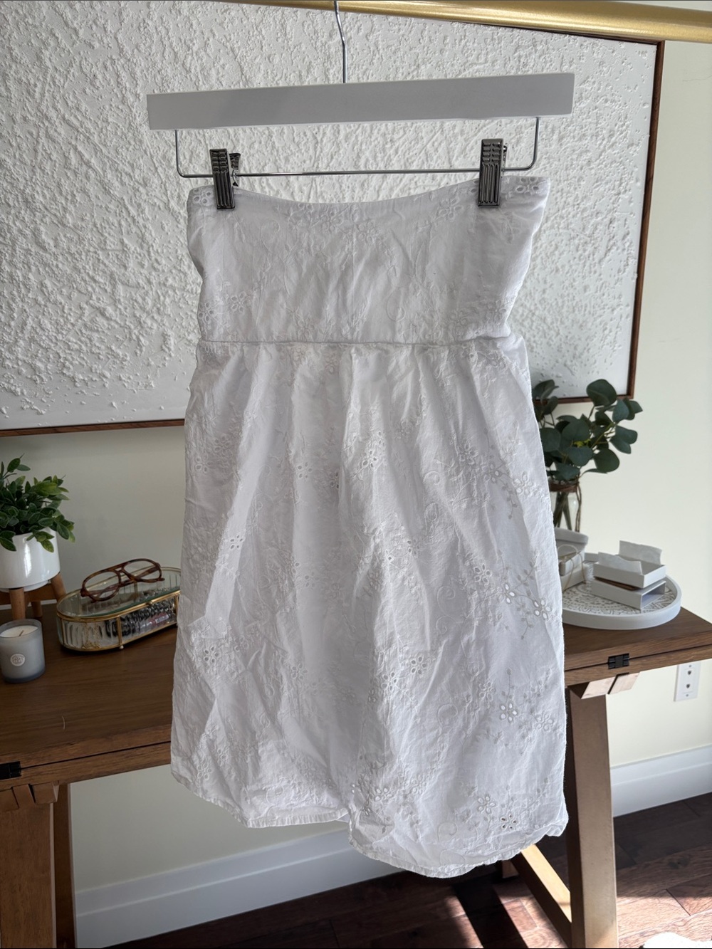 Harlow Strapless White Eyelet Dress